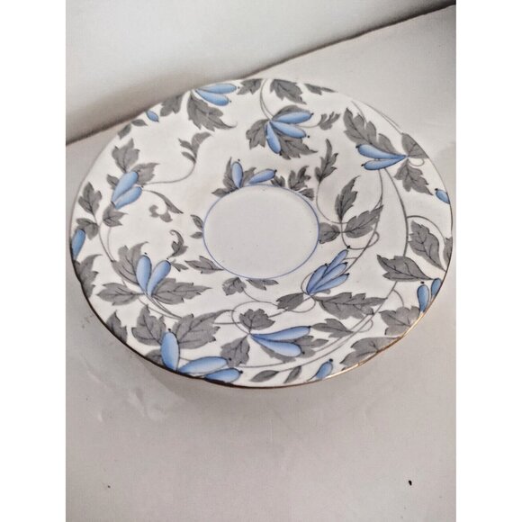 Royal Grafton Bone China Teacup & Saucer – Floral - Blue Flowers, Grey Leaves - Picture 6 of 8